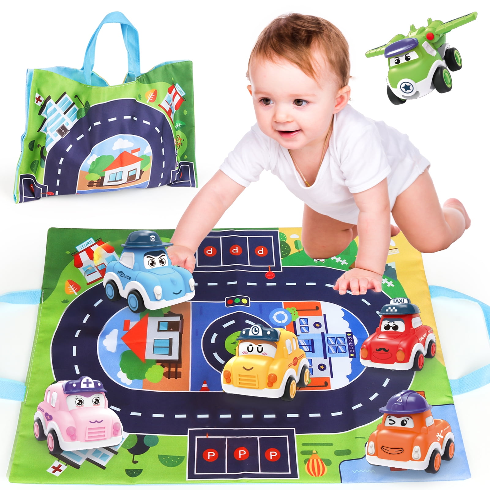 Baby Pull Back Cars Toys for 1 Years Old Boy Girl,7 Pieces Friction Powered Vehicles Push and Go