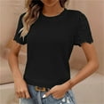 thumbnail image 2 of yunLCZ Casual Tops Discounted Womens Frenchy Summer Tops Crewneck Short Sleeve T Shirts Casual Knit Blouses Top Shirts Breathable casual blouse loose fit, 2 of 7