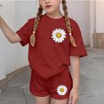 thumbnail image 4 of Spazoro Toddler Girls 2PC Outfit Set, Casual Flower Print Short Sleeve T-Shirt & Shorts Summer Clothes Set for Kids Red Size 3-4, 4 of 8