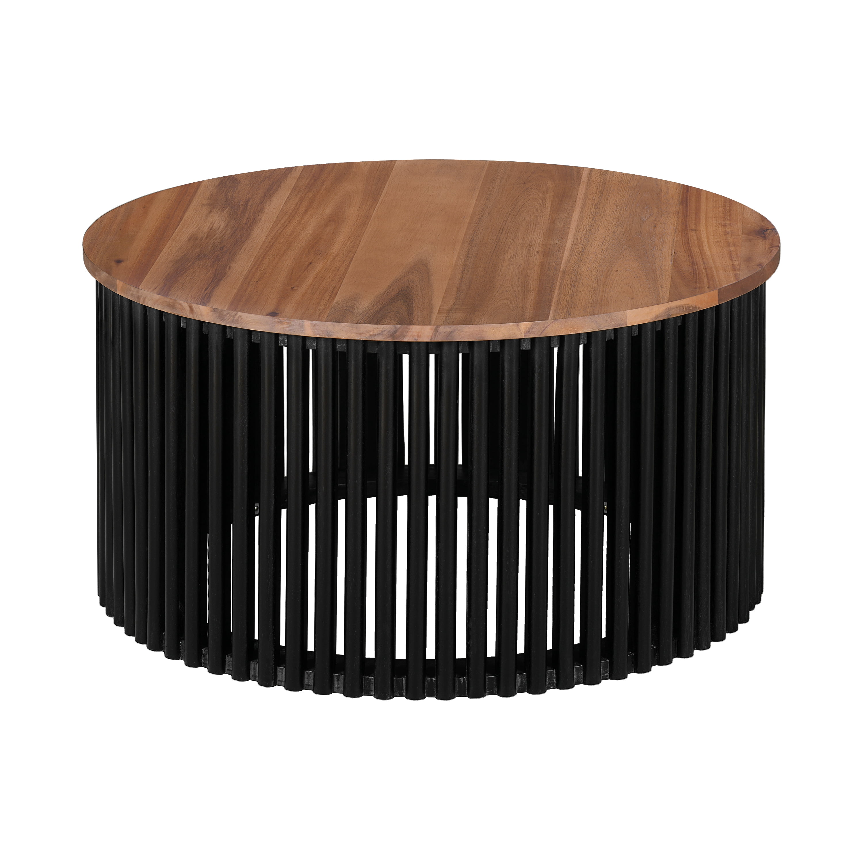 Euroco ACACIA SOLID WOOD COFFEE TABLE,NATURAL & BLACK COLOR
