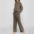 thumbnail image 2 of SHTXOZHI Two Piece Sets for Women Sweatsuits Long Sleeve Half Zip Pullover Tops Wide Leg Pants, 2 of 6