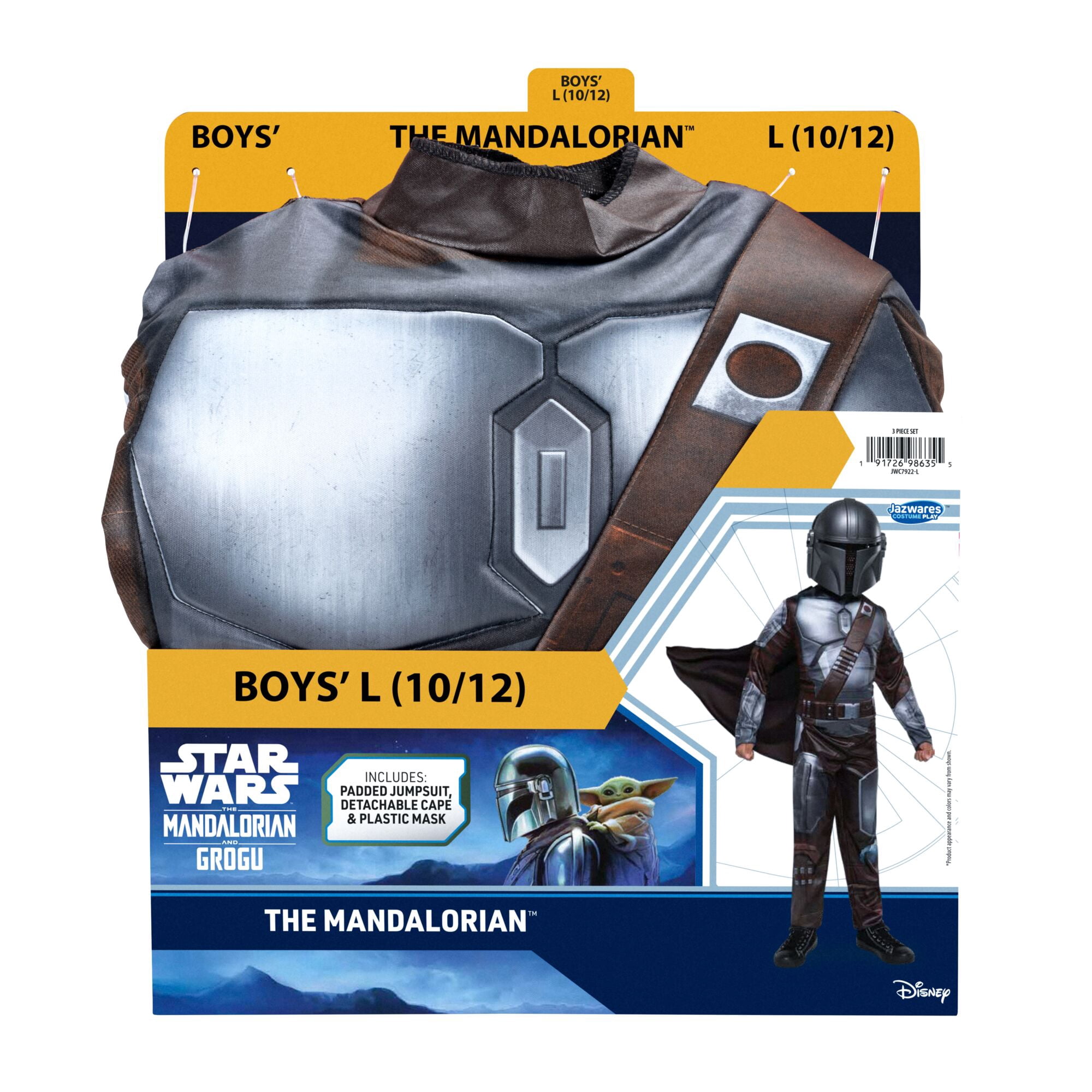 Marvel's Mandalorian Halloween Costume for Children, Boy's Size L (10/12), by Jazwares