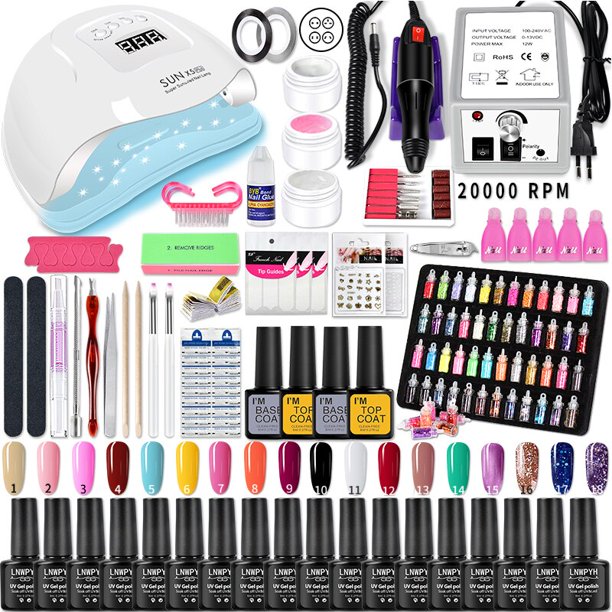 Kit profesional de uñas acrílicas, decoración de uñas, esmalte de Gel, juego de manicura, taladro eléctrico, herramientas para uñas