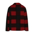 thumbnail image 5 of Women Plaid Shacket Jacket Fall Casual Long Sleeve Button Tartan Trench Coat Winter Clothing With Side Pockets (XL, Red), 5 of 5