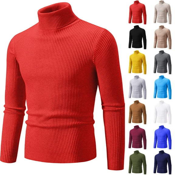 Miluxas Men's Slim Fit Turtleneck Sweater Casual Ribbed Knitted Pullover Sweaters Yellow