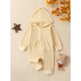 thumbnail image 3 of Musuos Infant Baby Fall Romper 0-24M Solid Colors Long Sleeve Zipper Hoodie Jumpsuit with Pocket Newborn Clothes for Boys Girls, 3 of 9
