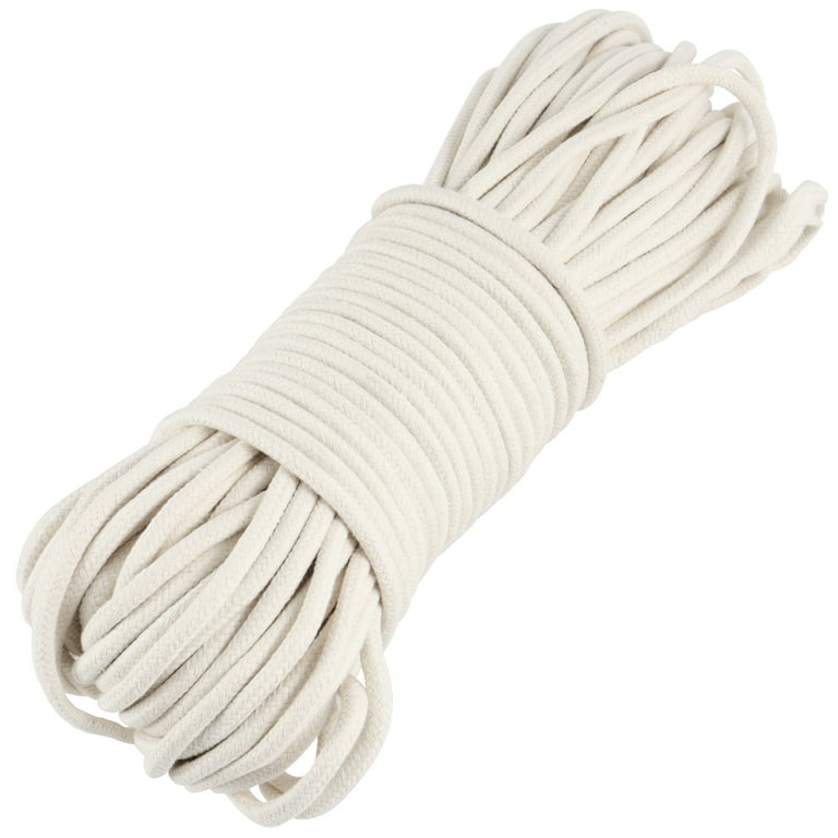KINJOEK 328 FT 1/4 Inch Natural Cotton Rope White Craft Clothesline Cord 