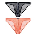 thumbnail image 2 of TANBOM Men's Breathable Nylon Mesh Triangle Brief Underwear, Black/Orange, 2-Pack, M, 2 of 6