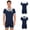 Navy Blue, variant on Men Buttoned Crotch Jumpsuit Shirt Bodysuit One Piece Pajamas Sailor Collar Nightwear White M