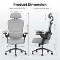 thumbnail image 7 of Atilioo Office Chair, Ergonomic Computer Desk Mesh Chair with Up&Down Lumbar Support, Headrest, Adjustable Swivel High-Back Chair with Flip-up Armrests, Gray, 7 of 7