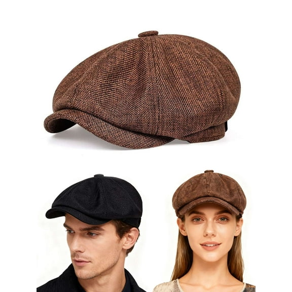 Gustave Newsboy Hats for Men Women Flat Cap Classic Vintage Soft Gatsby Ivy Cabbie Hat Beret Hats, Brown