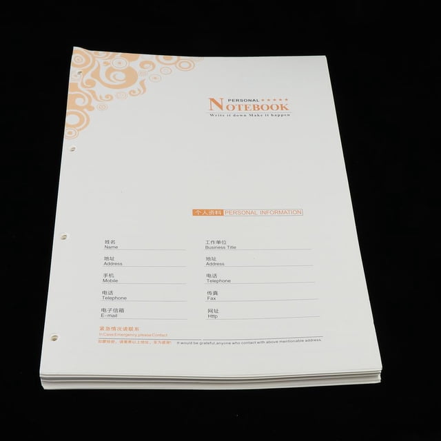 80 hojas, tamaño A4, 4 agujeros, relleno de , relleno interno, papel forrado para cuaderno , libros de negocios Macarena Papel recargable para portátil