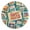 Gold, variant on Stamps About Vacation Cartoon Round Wall Clock Silent Analog Battery Operated Gold Pointer Home Decor 9.84" Diameter