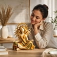 thumbnail image 5 of Meditation Goddess Statue, Crescent Moon & Golden Sun Resin Figurine, Serenity Inner Harmony Sculpture, Zen Yoga Shelf Decor for Bedroom Meditation Room Home Office, 5 of 6