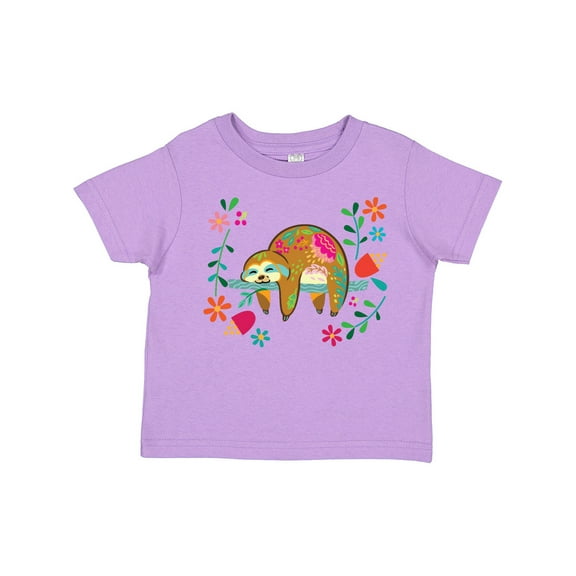 Inktastic Sloth Cute Girls Flowered Girls Toddler T-Shirt