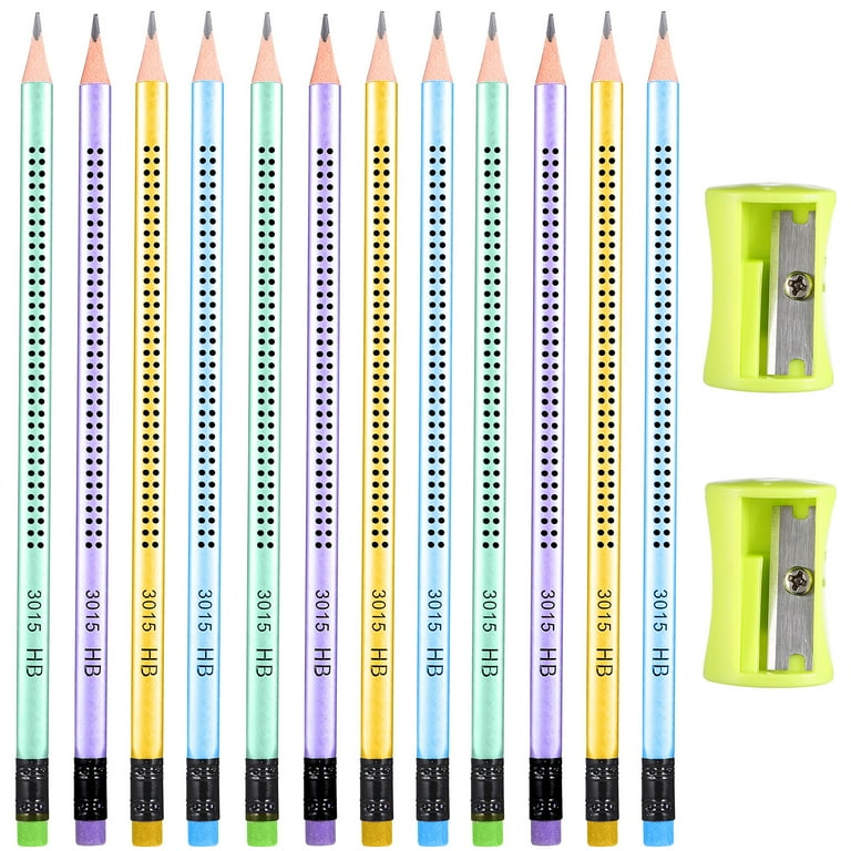 1 Set of Pencils with Pencil Sharpeners Triangle Shaped Pencils