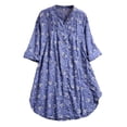 thumbnail image 1 of Oucaili blusa para mujer, Tops con estampado Floral, cuello Henley, camisas holgadas con botones para mujer, holgada, plisada, a la moda, manga enrollable, cielo, 1 of 1