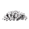 thumbnail image 1 of Bearachild Pegatina de pared de notas musicales, decoración de fondo, calcomanía de fondo DIY para interiores Decoración del hogar Negro 57x24cm, 1 of 6