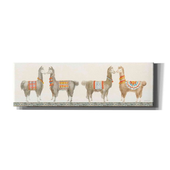 Epic Graffiti 'Festive Llama V' by Danhui Nai, Canvas Wall Art, 12"x36"