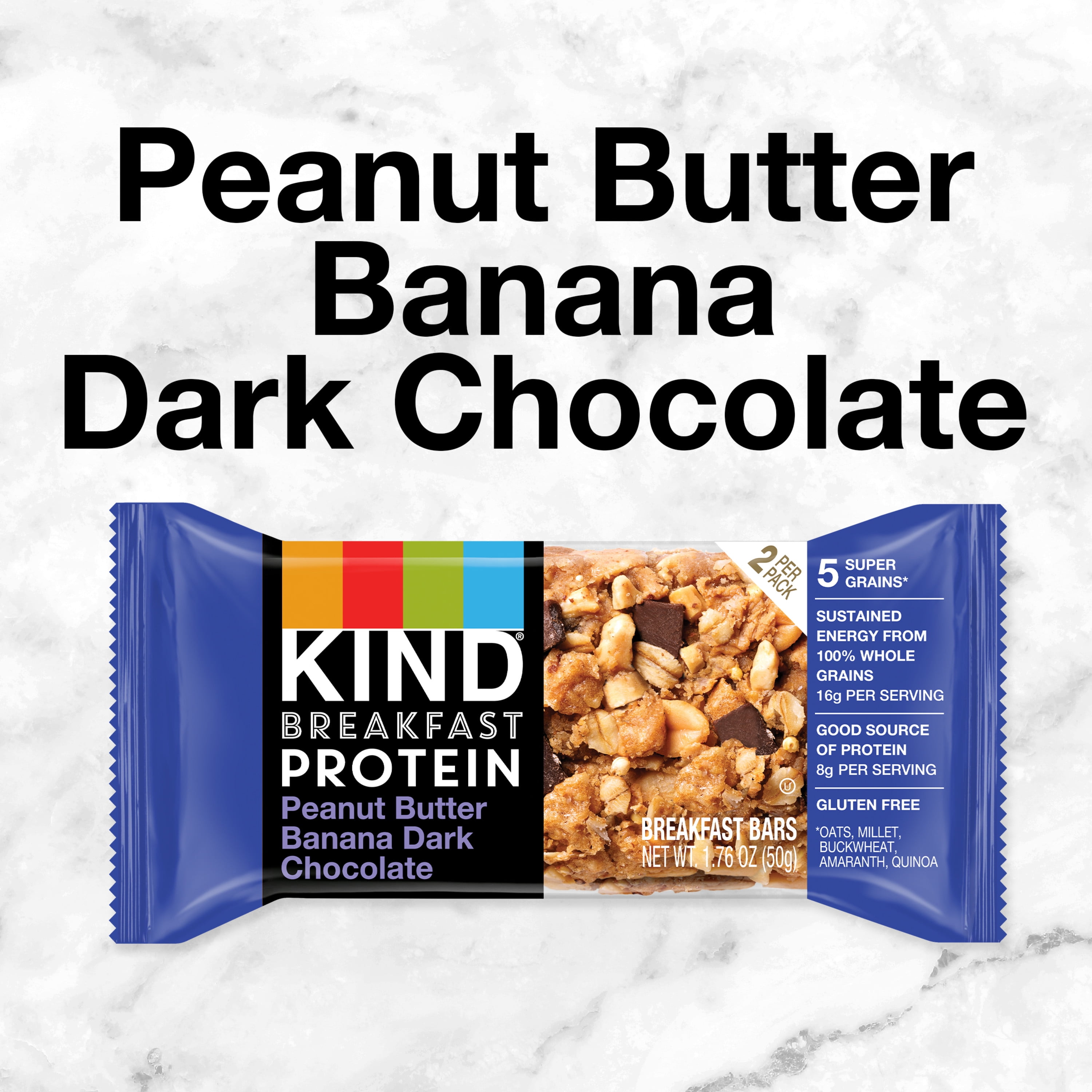 KIND Breakfast Peanut Butter Banana Dark Chocolate Gluten Free Protein Snack Bars, 1.76 oz, 12 Count (Pack of 4)