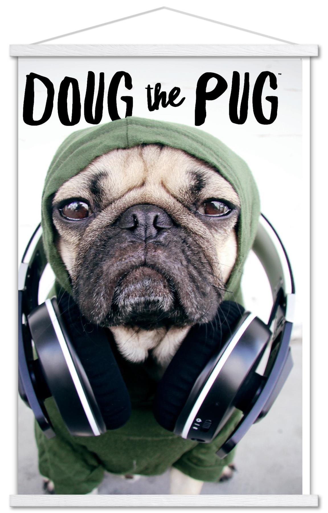 Doug the Pug - Headphones Wall Poster 