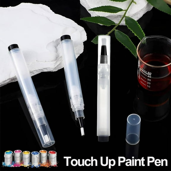 Fillable Touch Up Paint Pen with Plastic Cover Brush Paint Pen for Wall Up Refillable Paint Pens for Wood Floor Cabinets Windows Doors Paint Pen White 5.3 In