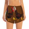 thumbnail image 2 of Balery Chicken Farm Animal Pantalones cortos deportivos para mujer con forro y dos bolsillos, elásticos, para entrenamiento, gimnasio, yoga-XX-Large, 2 of 7
