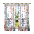 thumbnail image 6 of Yayeee Window Curtains Light Filtering 63"x52" Grommet Panel Pair Home Living Room Decor, White Sea Plants, 6 of 7