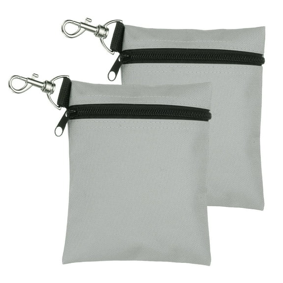 Uxcell 2 Pcs Golf Tee Pouch 5.5" x 6.7" Professional Zipper Golf Tee Bag with Metal Lobster Claw Clip Gray