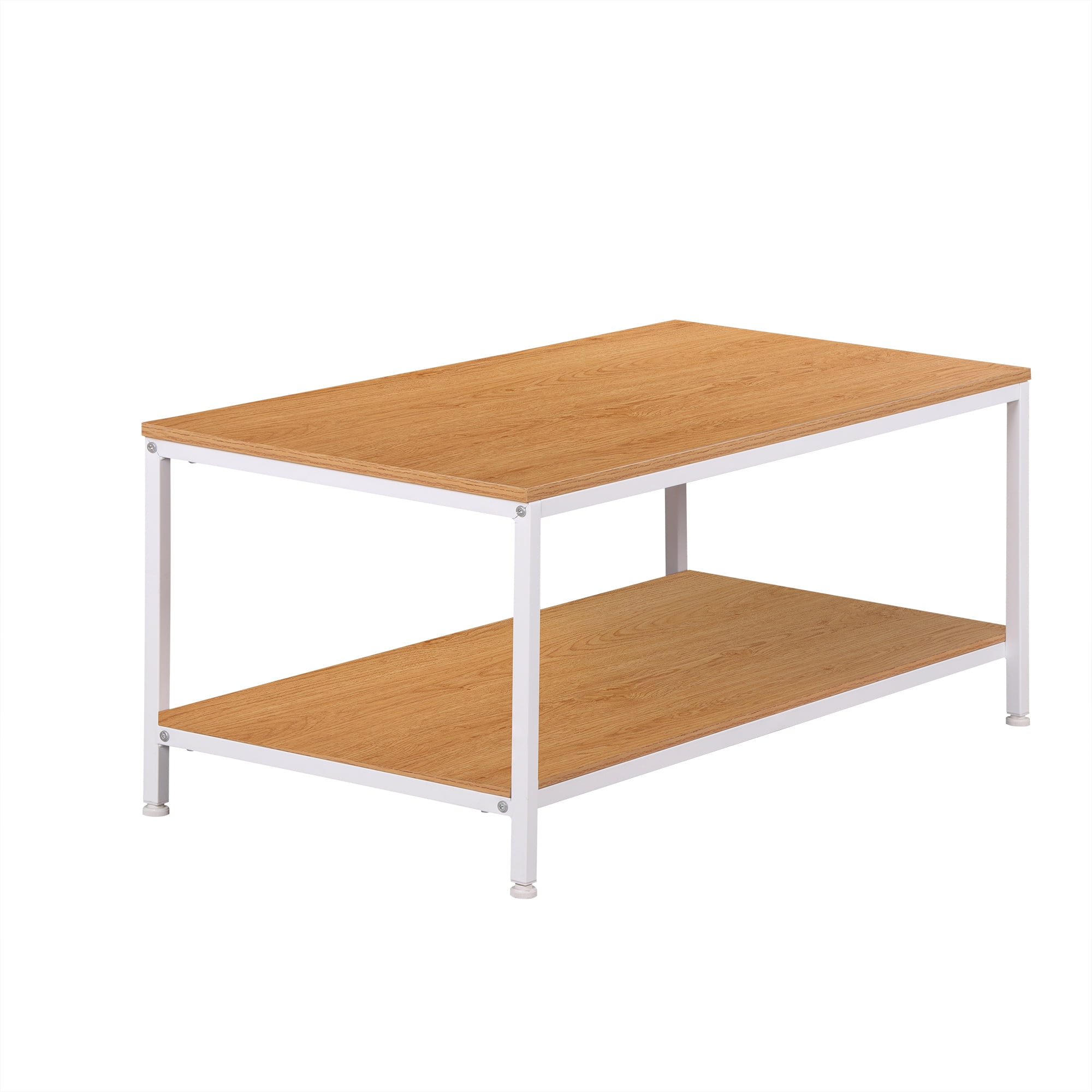 HomGarden 39.4" Modern Rectangle 2-Tier Coffee Table Wood Cocktail Table Home Office, Natural