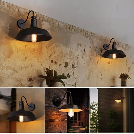 Side Wall Light Sconce - 110V Wall-mounted Hanging Retro Vintage Industrial Barn Edison Loft Light Wall Sconce Chandelier Light Lamp Lampshade Gooseneck For Kitchen Farmhouse Bar Garden Garage Warehouse
