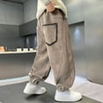 thumbnail image 4 of Edvintorg Boys Pants Size 10-12 Elastic Waisted Loose Casual Corduroy Trouser Fall Winter Straight Leg Athletic Cuffed Pant with Pocket Boy Clothes, 4 of 5