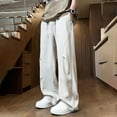 thumbnail image 2 of SAWOBUUN Men's Casual Wide Leg Pants Drawstring Elastic Waist Loose Fit Athletic Trousers for Travel Sports, 2 of 8