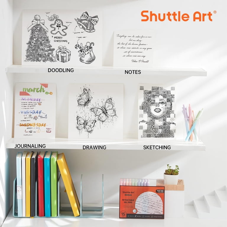 Shuttle Art Shifting Color Gel Pens, Fine Point 0.5mm, Black Ink, 15-Pack photo 2