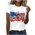 thumbnail image 2 of Vivianyo HD American Flag T-Shirt For Women Summer 2024 Vacation Casual Print 4Th Of July Clothes Patriotic Graphic Tees Tops Loose Round Neck Boho Short Sleeve Shirts Comfy Tunic Clothes, 2 of 4