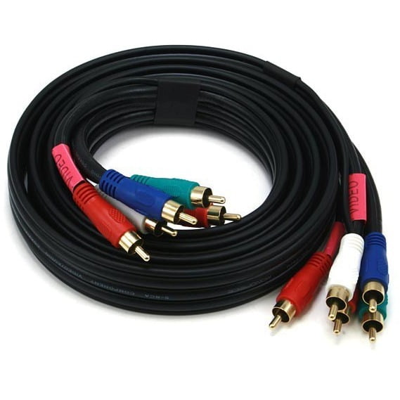 Monoprice 5RCA Component Video/Audio Coaxial Cable 6 Feet Black