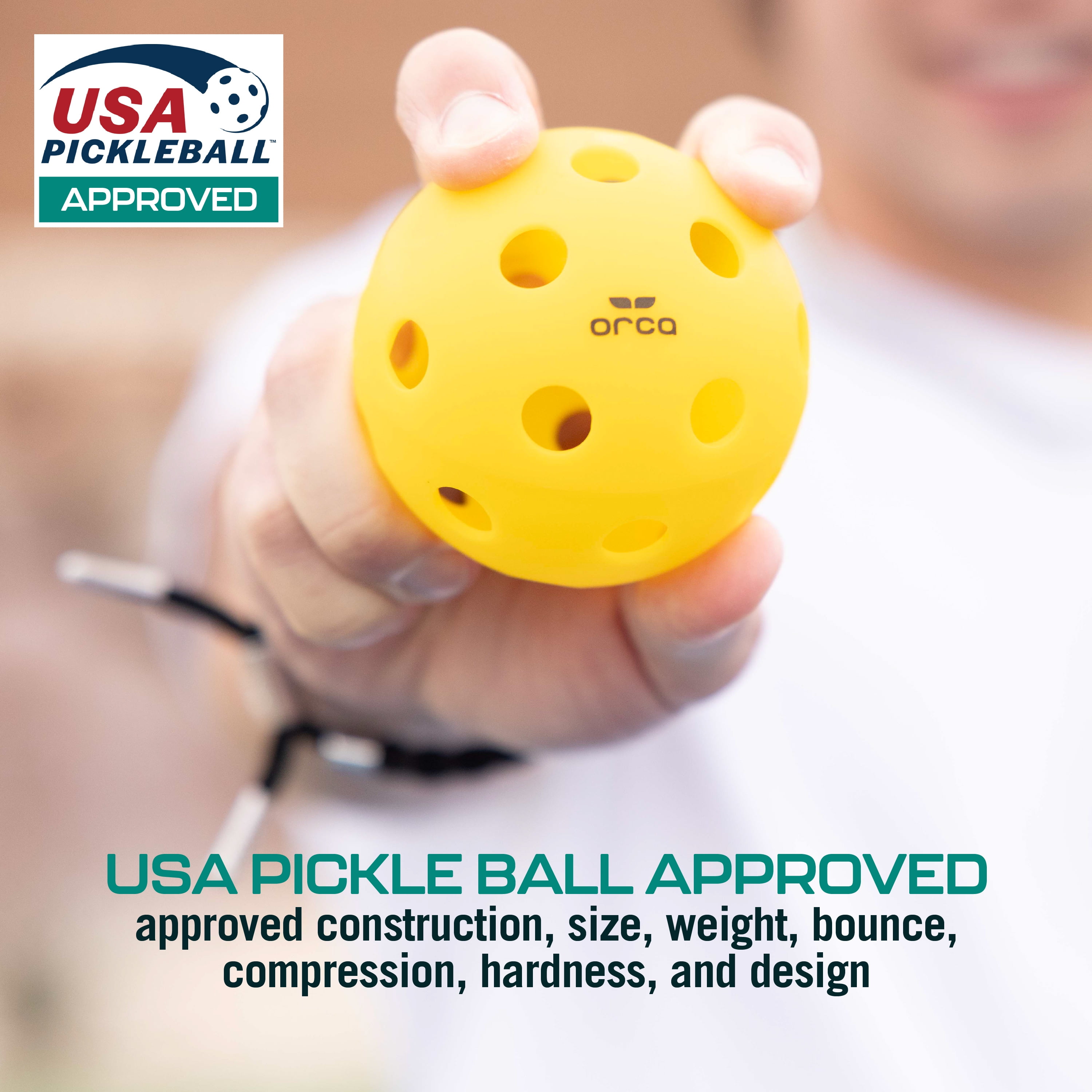 Pickleballs Pi 26, Indoor 6-Pk, USAPA Official Size with 1-Year No-Crack Warranty by Orca