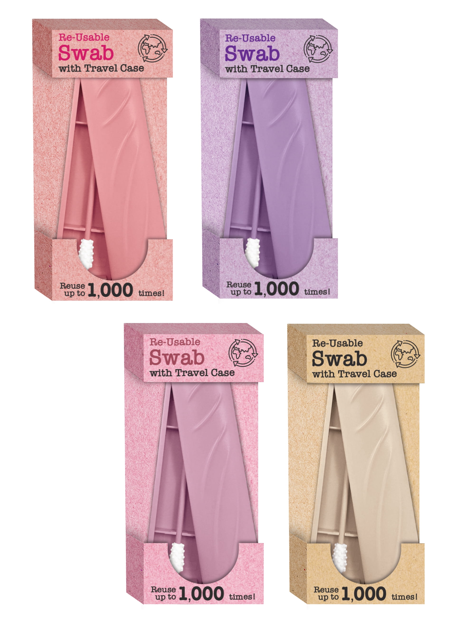 (4 pack) Smartpoint Re-Usable Swab with Travel Case, Oatmeal