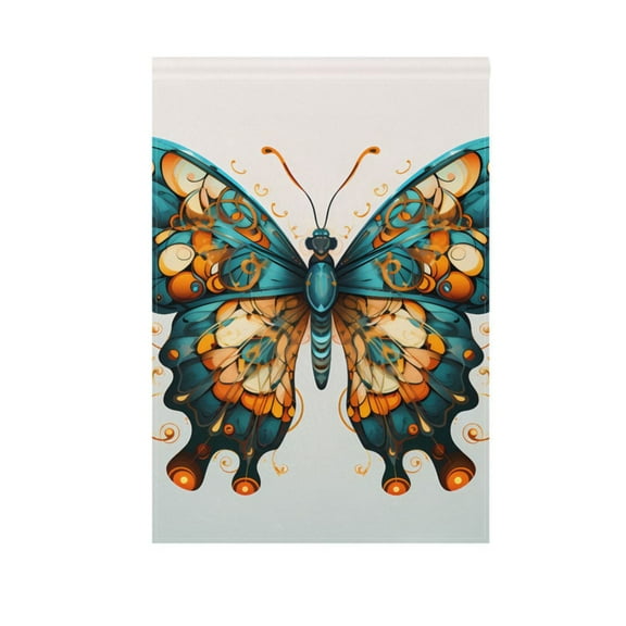 Beautiful Green Butterfly Garden Flag House Banner 12" x 18" Double Sided Outdoor Yard Decoration