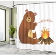 thumbnail image 4 of Ambesonne Bears Shower Curtain, Grilling Marshmallow Artwork, 69"Wx70"L, White and Redwood, 4 of 4