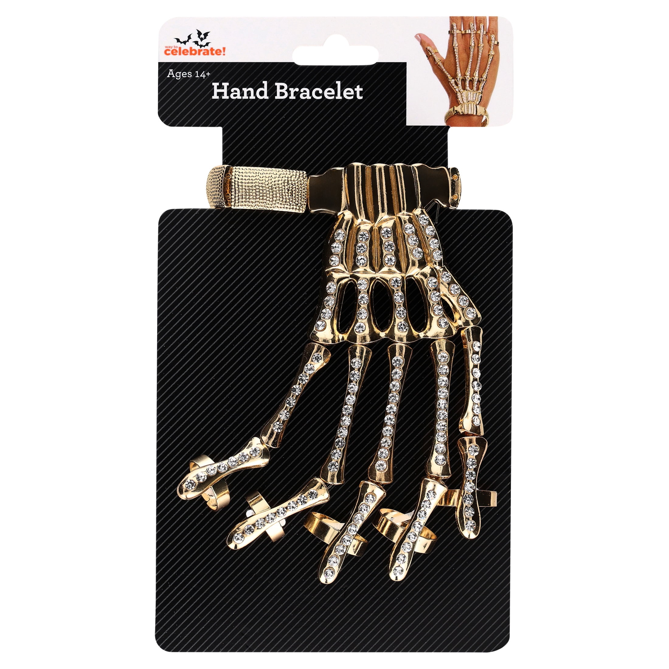 Skeleton Hand Bracelet Costume Accessory for Adults, Gold, Halloween by Way To Celebrate