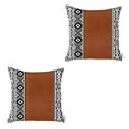 thumbnail image 6 of HomeRoots 415111 0.8 x 17 x 17 in. Brown Geometric Zippered Handmade Faux Leather Throw Pillow Cover - Set of 2, 6 of 7