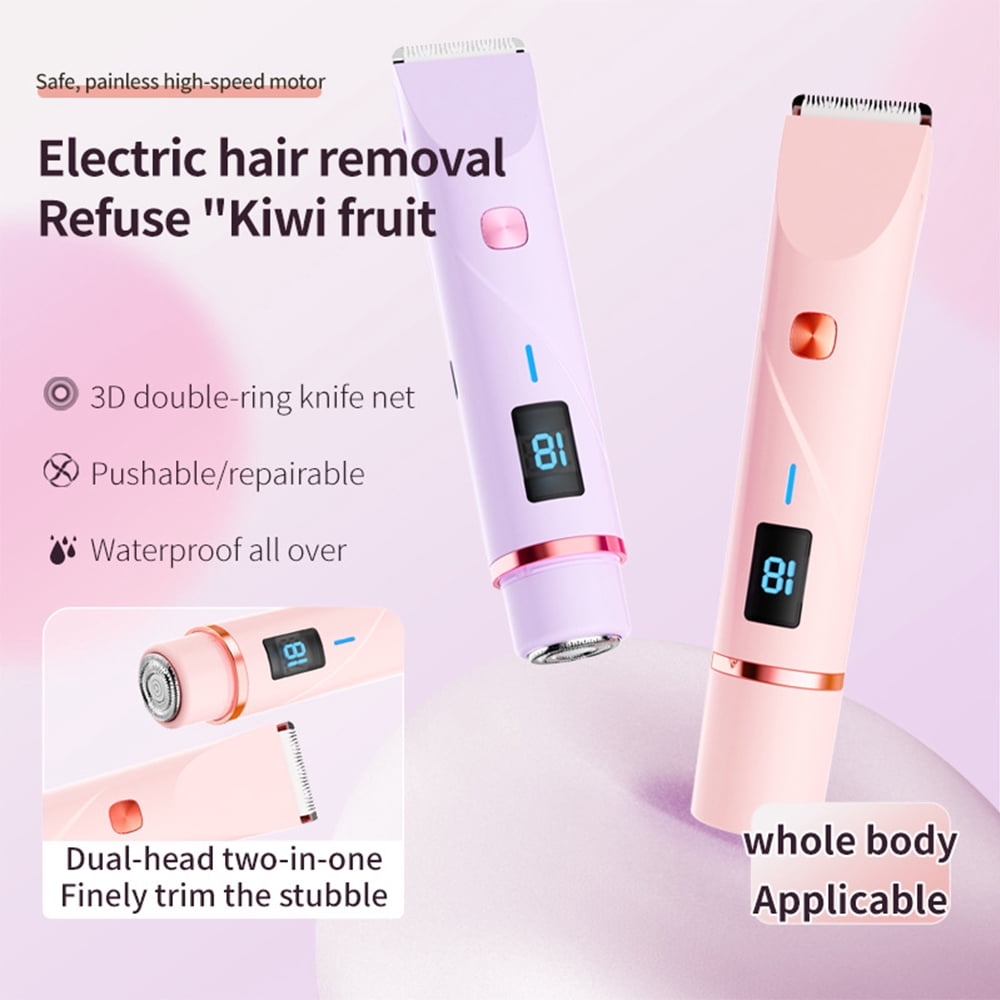 2 in 1 Electric Razors for Women Pubic Hair Dual Head Bikini Trimmer Women Shaver with LED Display Rechargeable Electric Trimmer