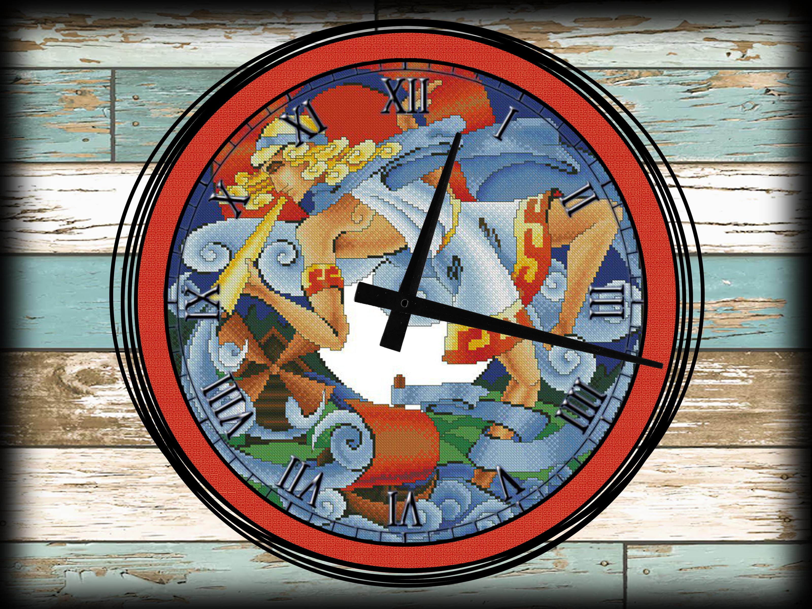 Wall Clock on Canvas Art Pixel Greek God Large Clock Wall Art 12 x 16 Inch Home Decor Wall Clock on Canvas Art Pixel Greek God Large Clock Wall Art 12 x 16 Inch Home Decor