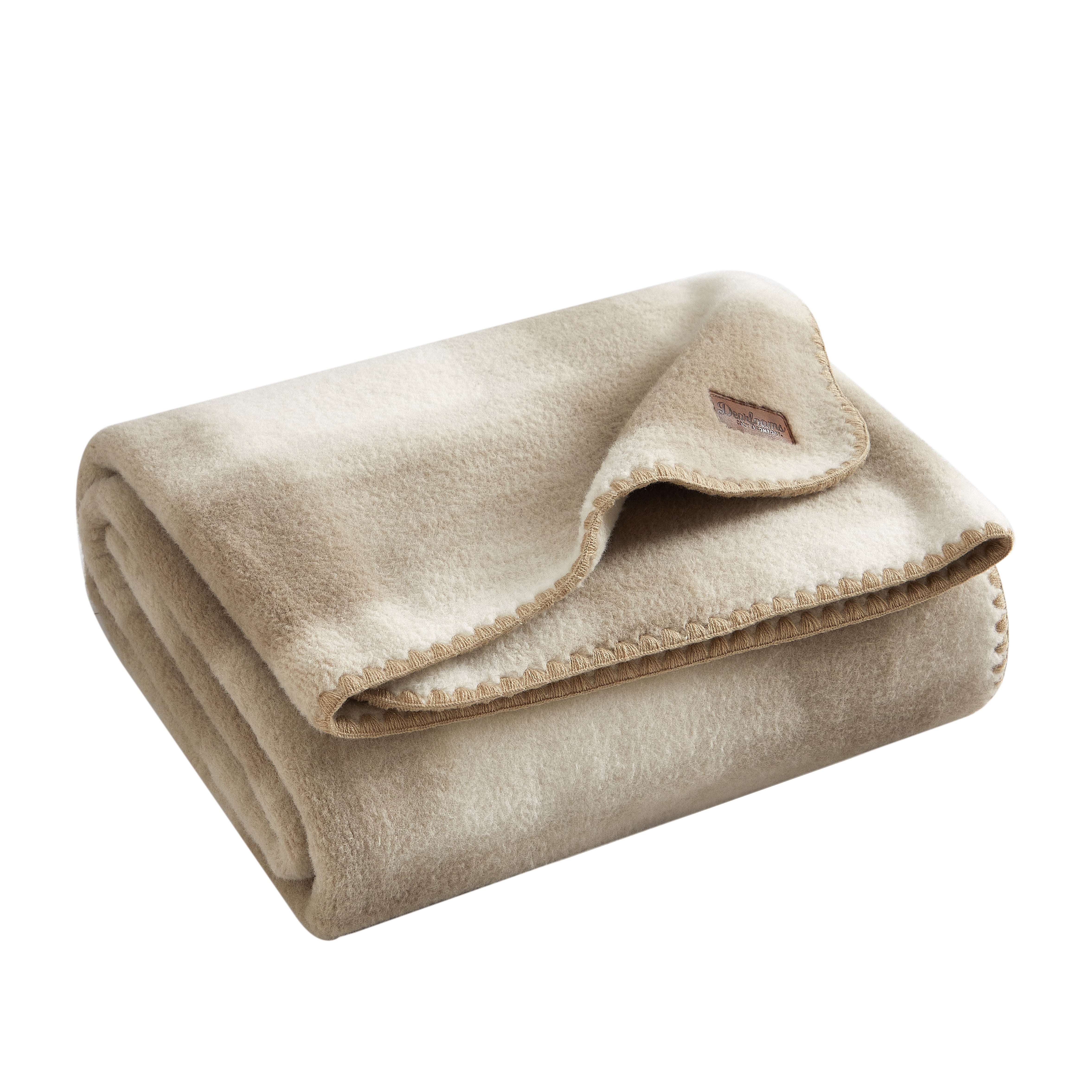 Dearfoams Reversible Faux Wool Oversized Couch Throw Blanket, Beige, 50 x 70 in