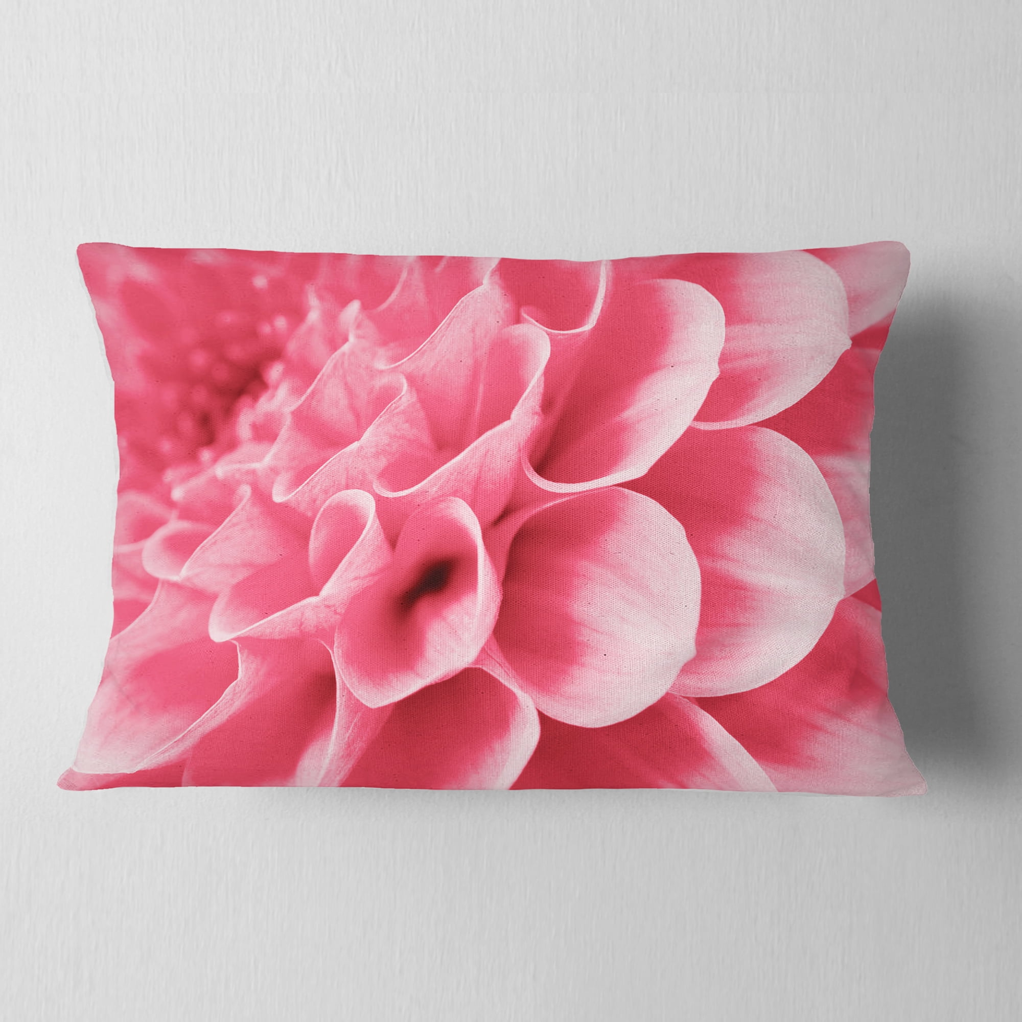 Designart Pink Abstract Flower Petals - Floral Throw Pillow - 12x20