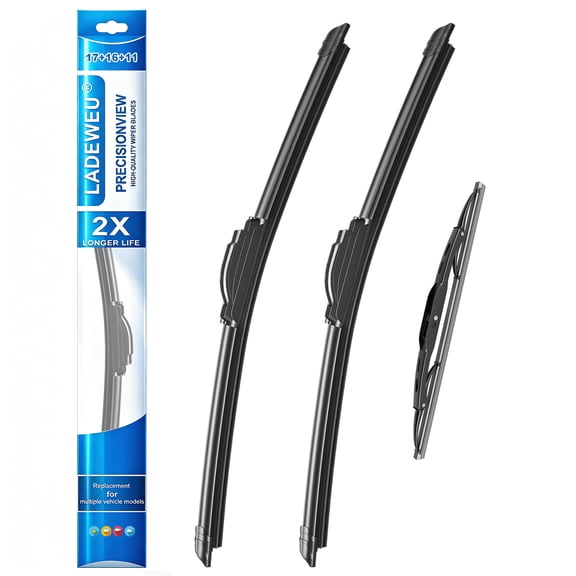 LADEWEU® Silicone Wiper Blades Replacement for Hummer H3 2006-2010 H3T 2009-2010, 17" 16" 11" J/U Hook All-Season 3 Pack