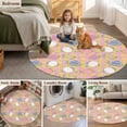 thumbnail image 6 of Easter Bunny Round Area Rugs Collection 7', Colorful Eggs Spring Leaves Daisy Yellow Pink Plaid Non Slip Indoor Circular Throw Runner Rug Floor Mat Carpet for Living Room Dining Table Bedroom Nursery, 6 of 9