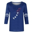 thumbnail image 3 of Cute Paw Heart Shirts for Women Casual 3/4 Length Sleeve Tshirt Crewneck Pullover Top Blouse Trendy, 3 of 3