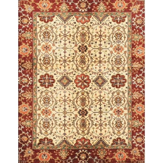 Ahgly Company Indoor Rectangle Abstract Yellow Oriental Area Rugs, 2' x 3'